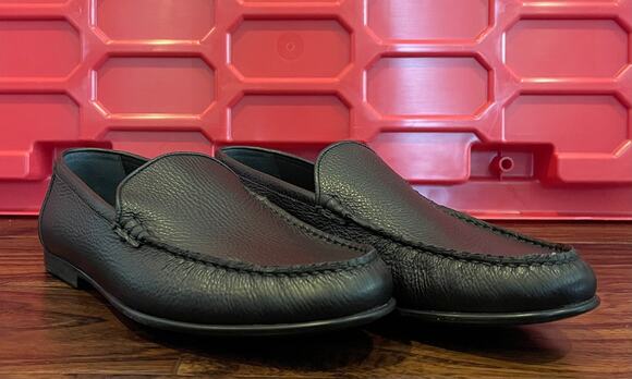 $825 NIB Bally Black Pebbled Leather Driver Loafers Moccasins Slip On 8(41)D main image 9